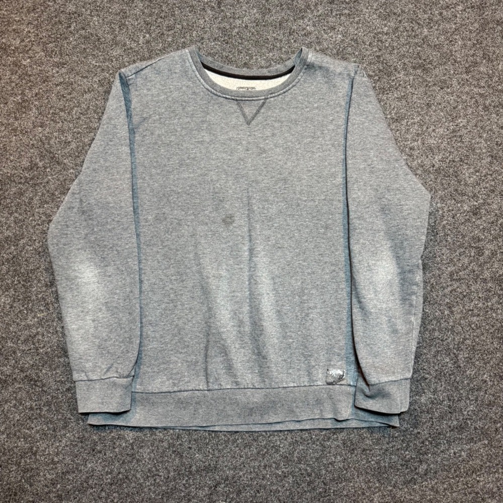 Zelos Mens Heather Gray Crewneck Sweatshirt V-Stitch Pullover Size M